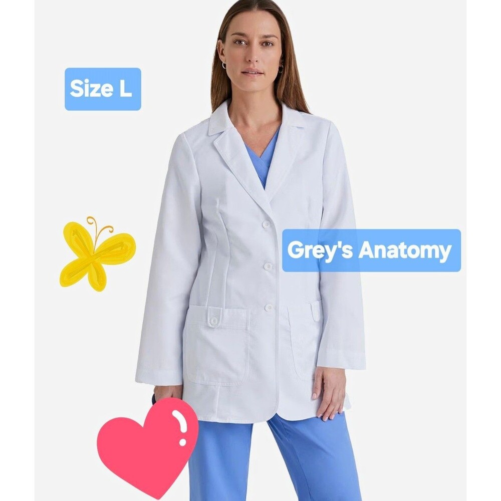 Grey's Anatomy Women's 32 Inch Two Pocket Fitted Lab Coat Size M